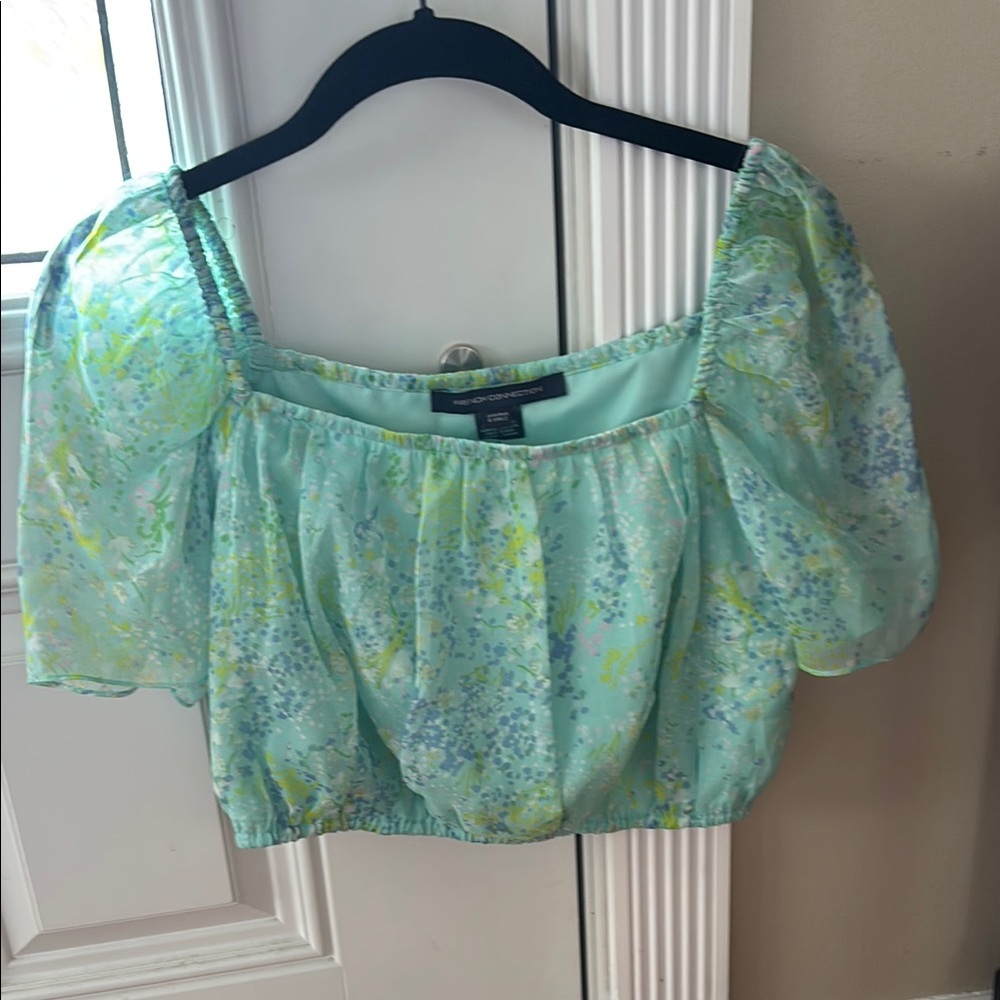 French Connection Floral Puff Sleeve Cropped Top